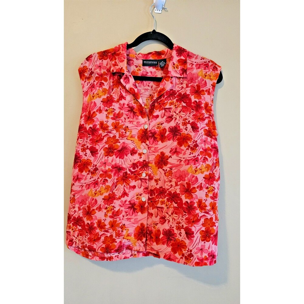 SILK Blouse XL tropical floral pattern, lightweight-Bridgetown Collection